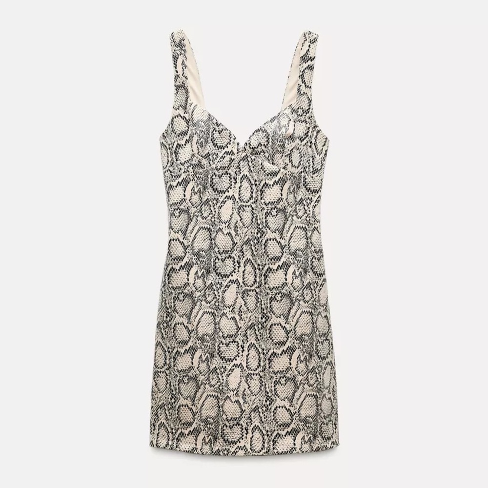 ZARA Snakeskin Print Slip Dress